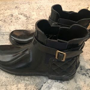 Sz 9 Hunter Original Refined Quilted Gloss Chelsea Waterproof Boot